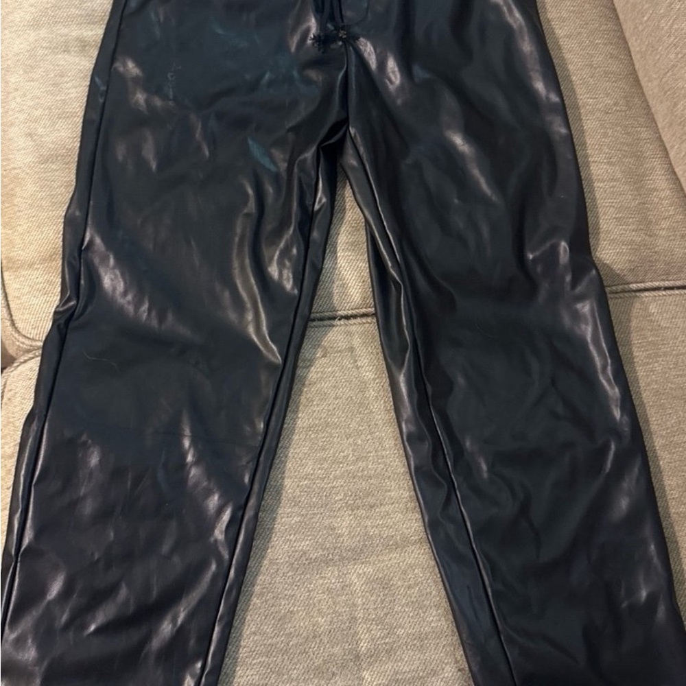 SHEIN Black Faux Leather Trousers